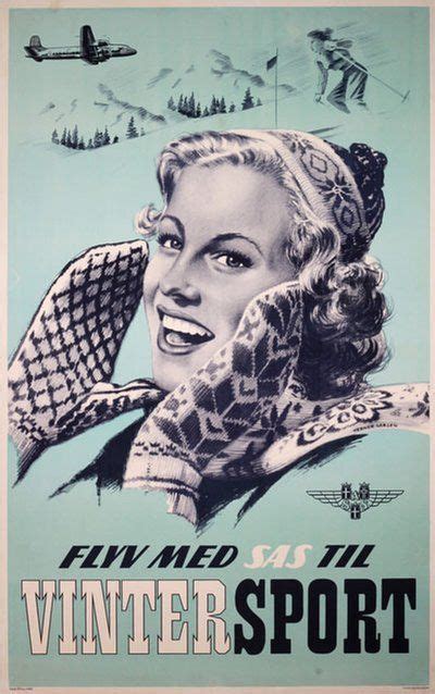Flyv med SAS til Vintersport | Vintage ski posters, Vintage airline posters, Ski posters