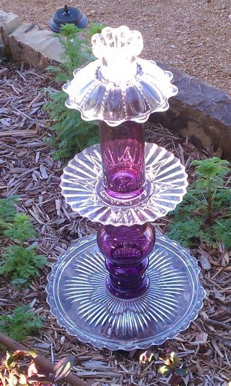 Glass Totem Garden Art Very Interesting Way To Repurpose Glassware Into