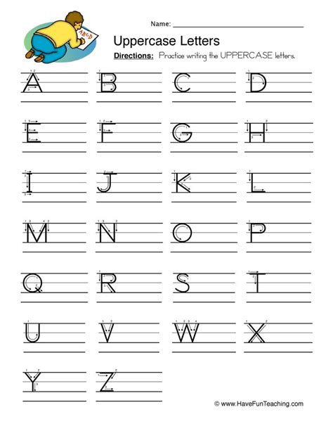 Uppercase Letters Writing Worksheet • Have Fun Teaching