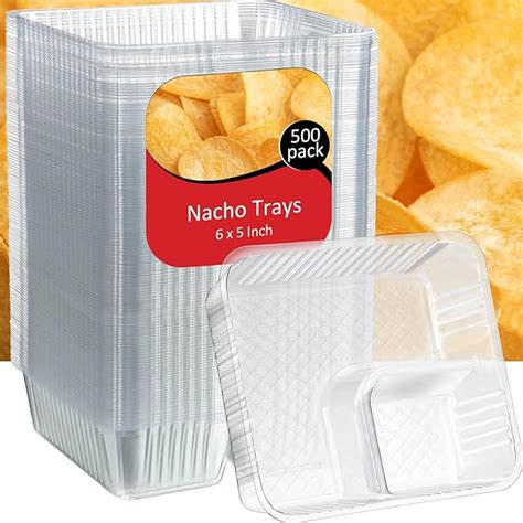 500 Pcs Nacho Trays Disposable 2 Compartment Food Tray