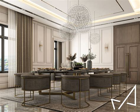 Dining Room With Neo Classic Style On Behance In 2021 Classic Dining