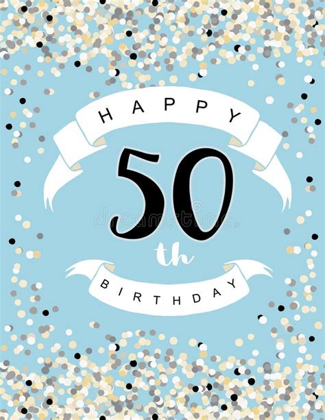 Happy 50th Birthday Card On Colorful Vector Background Stock