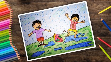 Class 1 Rainy Season Drawing For Kids This Drawing Works Well For