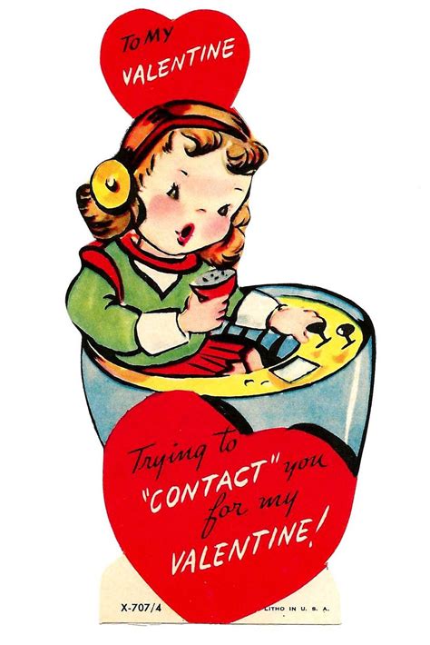 Vintage Childs Valentine Card Trying To Contact You For My Valentine