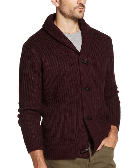 Weatherproof Vintage Mens Sweater Large Cardigan Shawl Collar L