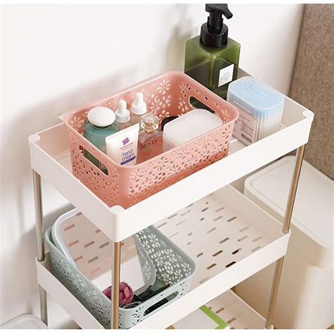 fororeh plastic storage baskets with lids 5pcs muti colour plastic organizer baskets with