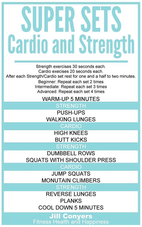 Super Sets Strength And Cardio Workout Jill Conyers Cardio Workout