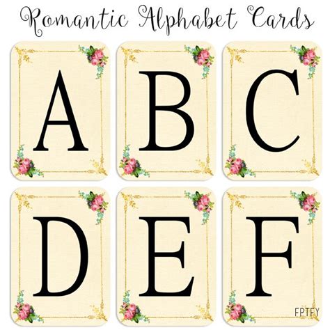 Romantic Alphabet Cards Free Pretty Things For You