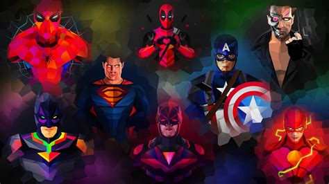 Marvel And Dc Low Poly Art Superheroes Wallpapers Marvel Wallpapers