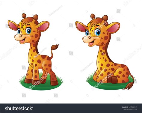 Cartoon Baby Giraffe Collections Set Stock Vector Royalty Free