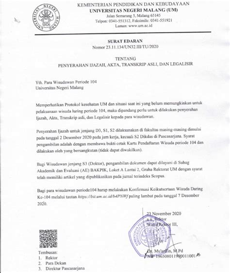 Yang bertanda tangan dibawah ini: Surat Edaran Penyerahan Ijazah, Akta, Transkrip Asli dan ...