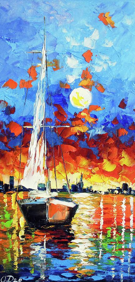 Evening Sailboat Painting By Olha Darchuk Fine Art America