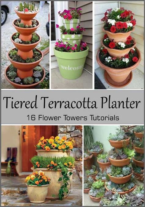 Tiered Terracotta Planter Tutorials 16 Flower Towers
