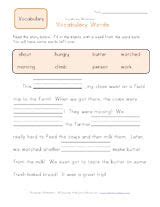 Select words from the box below to the appropriate place in the read more. 1st grade fill in the blanks vocabulary worksheet | Vocabulary worksheets, Vocabulary, Learning ...