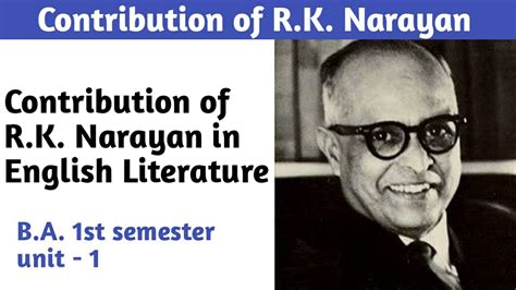 Ba 1st Semester Unit 1 Contribution Of Rk Narayan In Indian