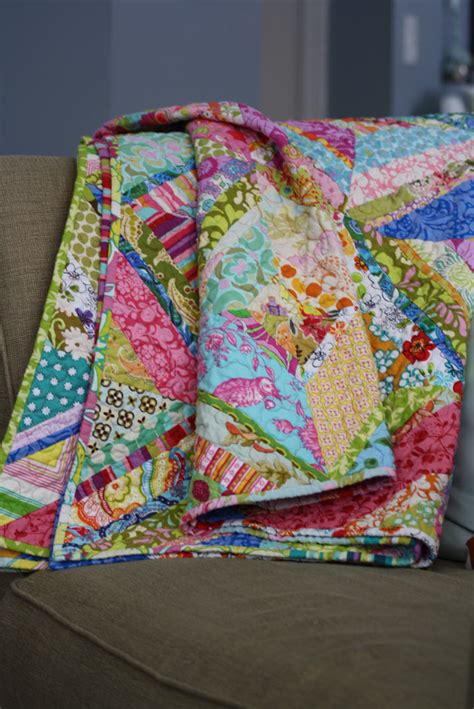 Twin Fibers Bright Colored Scrappy Quilt Finished