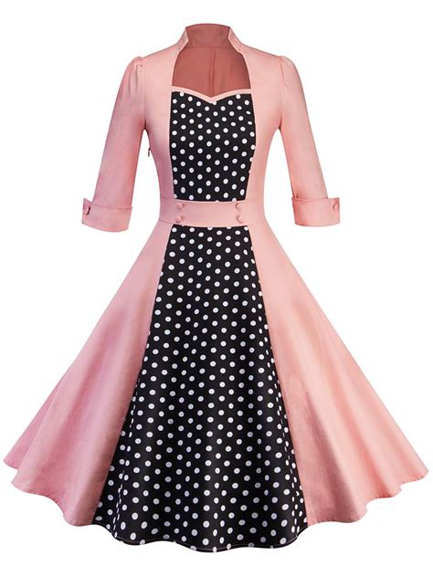 50s Women Vintage Polka Dot Rockabilly Swing Pinup Evening Party