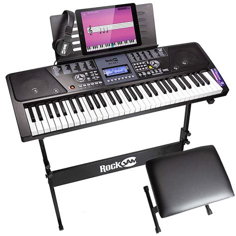 Rockjam 61 Key Electronic Keyboard Piano Superkit With Stand Stool