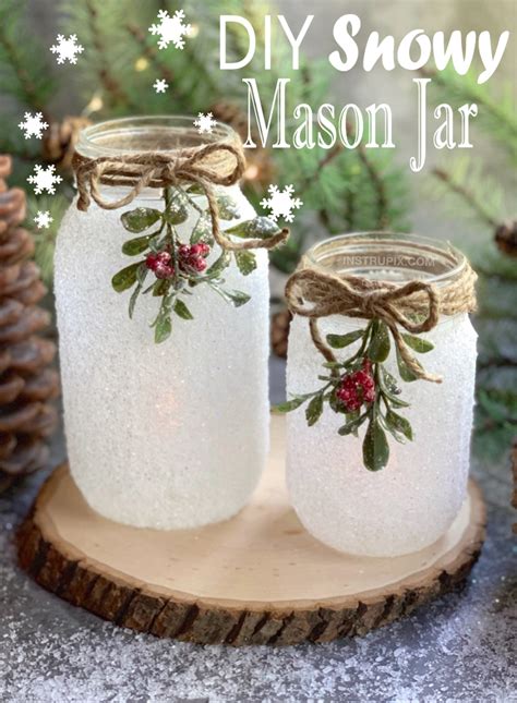 Diy Snowy Mason Jar Luminaries ~ Very Best Of Christmas