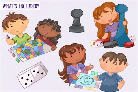 Kids Playing Board Games Collection 105872 Illustrations Design