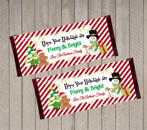 I made some christmas candy bar wrappers that take minutes to print and add. Christmas Snowman Chocolate Candy Bar Wrapper by ...