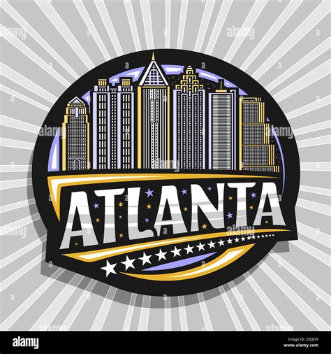 Vector Logo For Atlanta Black Decorative Label With Line Illustration