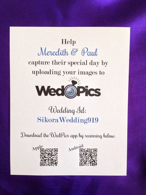 This information might be about you, your preferences or your device and is mostly used to. WedPics QR Code Wedding Sign - Printed Sign