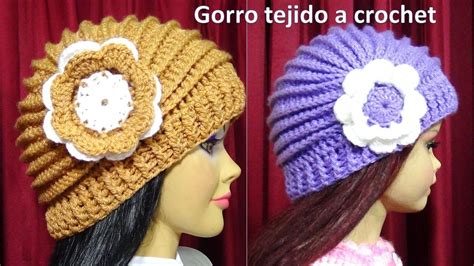 Gorro Tejido A Crochet Con Flor Paso A Paso Con Puntos Relieve Todas
