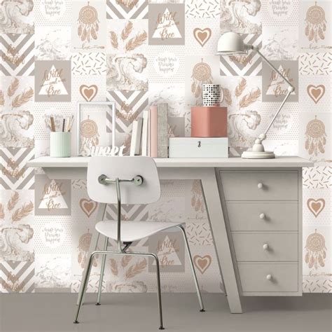 Wild And Free By Albany Grey Rose Gold Wallpaper Wallpaper