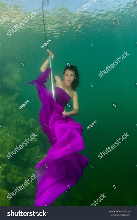 Underwater Striptease Beautiful Slim Girl Stock Photo 310476323