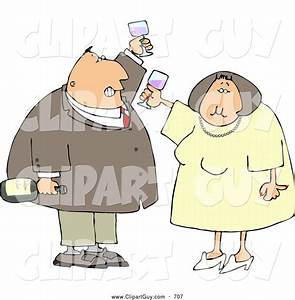 Clip Art Of Asmiling Man And Woman At A Party Drinking Wine While