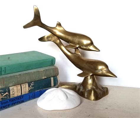 Vintage Brass Dolphins Statue Beach Decor Etsy