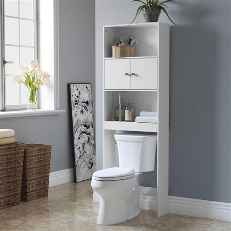 Bathroom Cabinet With 3 Shelves And 2 Doors Cabinet Over The Toilet
