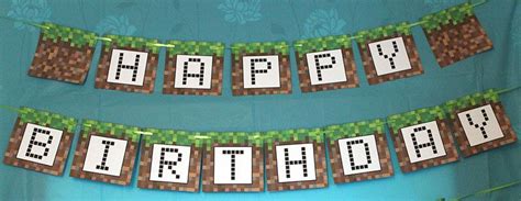 Minecraft items can be expensive but you could quickly print these up, cut them out and add them to a minecraft treat bag. Minecraft Happy Birthday banner - free printable (With ...