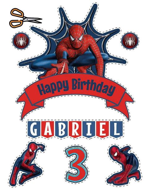 Happy Birthday Spiderman Cake Topper Printable Birthday Card Message