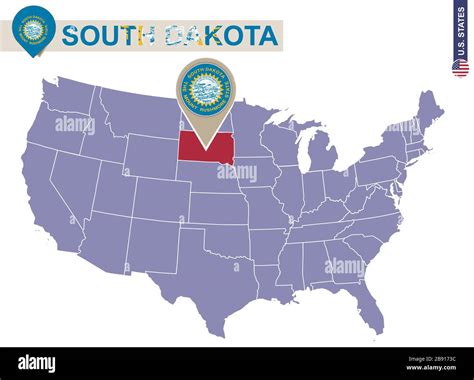 South Dakota State On Usa Map South Dakota Flag And Map Us States