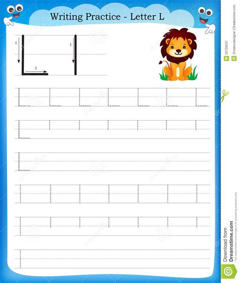 Worksheet of letter ll | printable worksheets and. Writing practice letter L stock vector. Illustration of ...