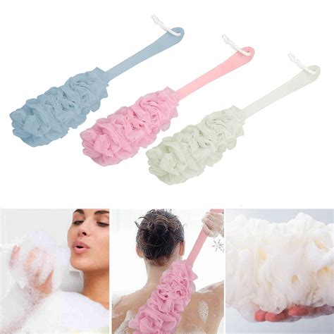 Soft Shower Body Brush Back Scrubber Bath Mesh Sponge With Long Handle
