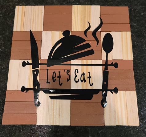 Kitchen Trivet Custom And Personalized Wood With Vinyl And Resin Etsy