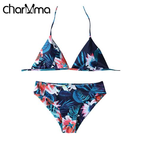 CHARMMA New Halter Brazilian Bikini Women Floral Print String Bikini