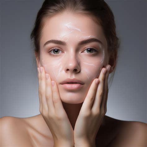 premium ai image beautiful female model applying skin care lotion