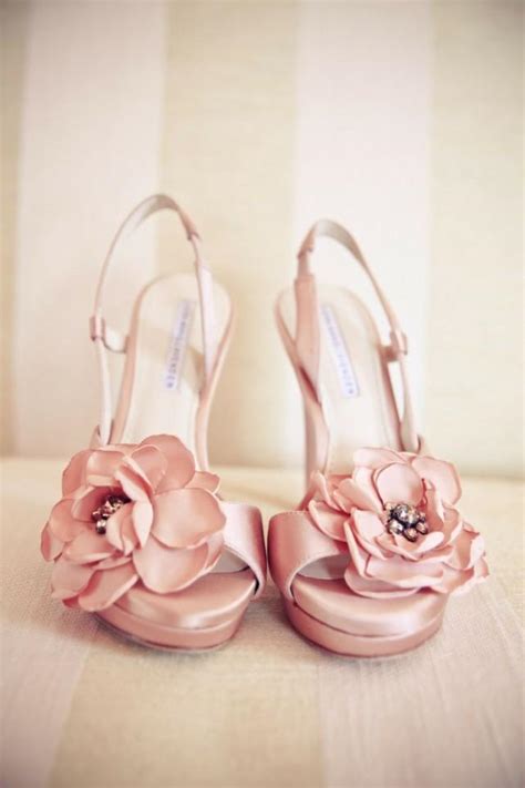 Blush Wedding Pretty Pink Wedding Shoes With Flowers 2046445 Weddbook