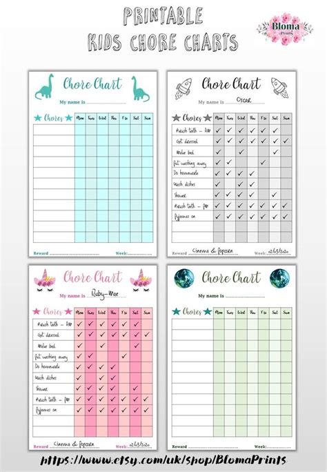Chore Charts Printable Blomaprints Reward Chart Kids Chore Chart