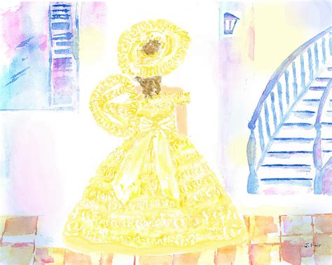 Southern Belle In Yellow Dress Painting By Jerry Fair