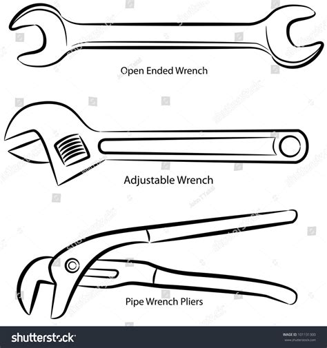Image Set Different Types Wrenches เวกเตอร์สต็อก ปลอดค่าลิขสิทธิ์