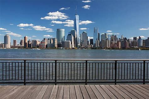 View Of Downtown Manhattan Across Hudson River In New Jersey New York