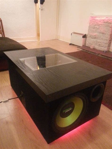 With a wireless charging pad, thermoelectric cooling drawer, and bluetooth speakers, the sobro smart side table is furniture designed to help you live better. Subwoofer Coffee Table | Subwoofer box design, Diy ...