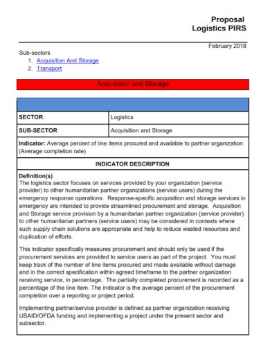 Free Logistics Proposal Samples Service Project Management