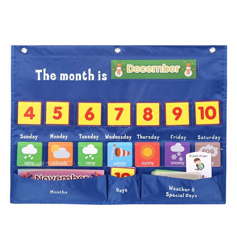 Buy Sisenny Weekly With Weather Pocket Chart Elementary For Classroom
