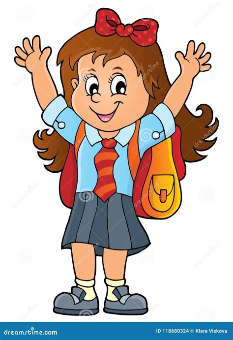 Happy Pupil Girl Theme Image 1 Stock Vector Illustration Of Educational Pupil 118680324
